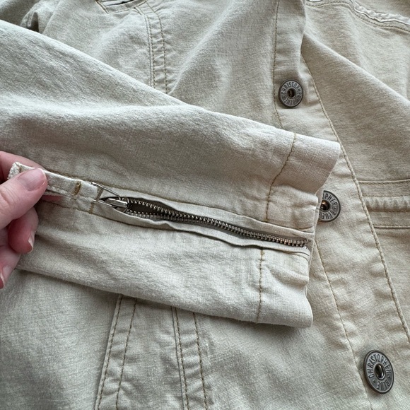 Christopher Blue Linen Blend Jacket in Khaki 
Size Large - Picture 6 of 10